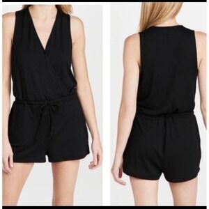 Beyond Yoga Black Sleeveless Drawstring Waist Romper Jumpsuit M